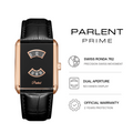 Parlent Quantum Prime - Jam Tangan Pria 28mm x 38.5mm, Swiss Ronda 762 Quartz Movement, Waterproof 5ATM (50M), Stainless Steel