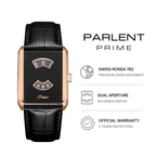 Parlent Quantum Prime - Jam Tangan Pria 28mm x 38.5mm, Swiss Ronda 762 Quartz Movement, Waterproof 5ATM (50M), Stainless Steel