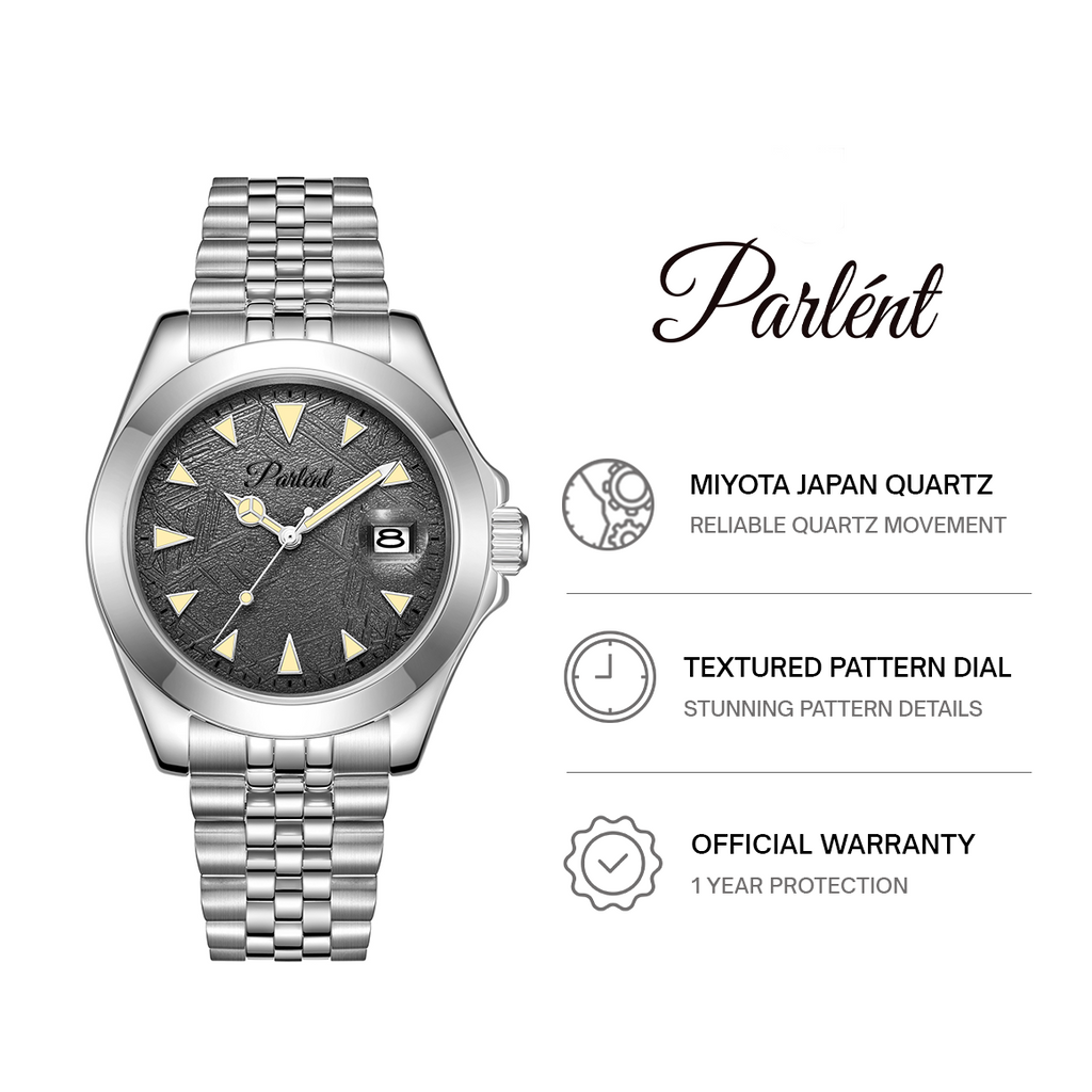 Parlent Crown Ivy - Jam Tangan Pria 40mm, Miyota Japan Quartz Movement, Waterproof 5ATM (50M), Stainless Steel