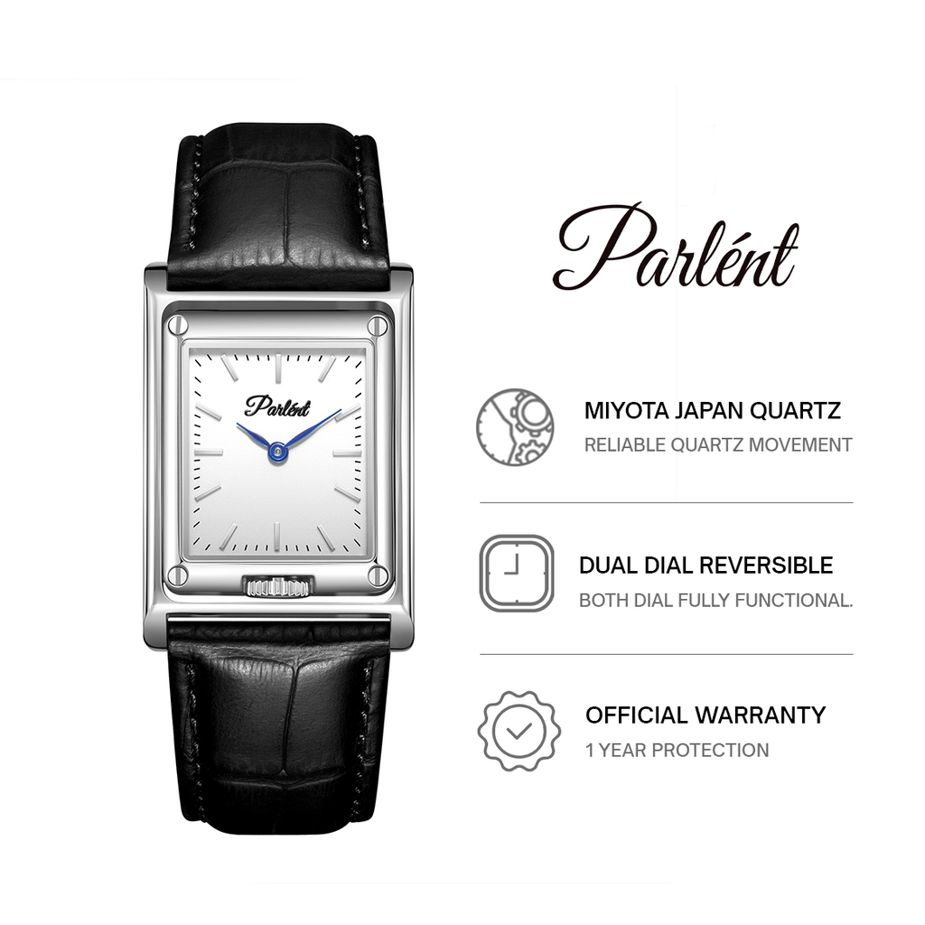 Parlent Inverso - Jam Tangan Pria 27mm x 39mm, Miyota Japan Quartz Movement, Waterproof 5ATM (50M), Stainless Steel