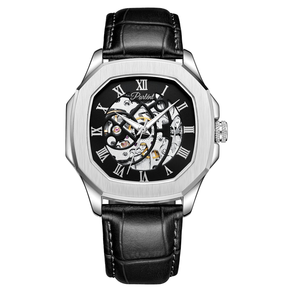 Parlent Gallant Vortex - Jam Tangan Pria 42mm, Automatic Movement, Waterproof 5ATM (50M), Stainless Steel