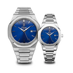 Parlent Couple Palladium Arctic & Palladium Femme Steel - Couple Watch 40mm & 34mm, Japan Quartz Movement, Waterproof 10ATM (100M), Stainless Steel