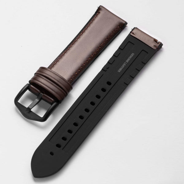 Dual Material Strap (Leather on surface and rubber on base) Watch Strap