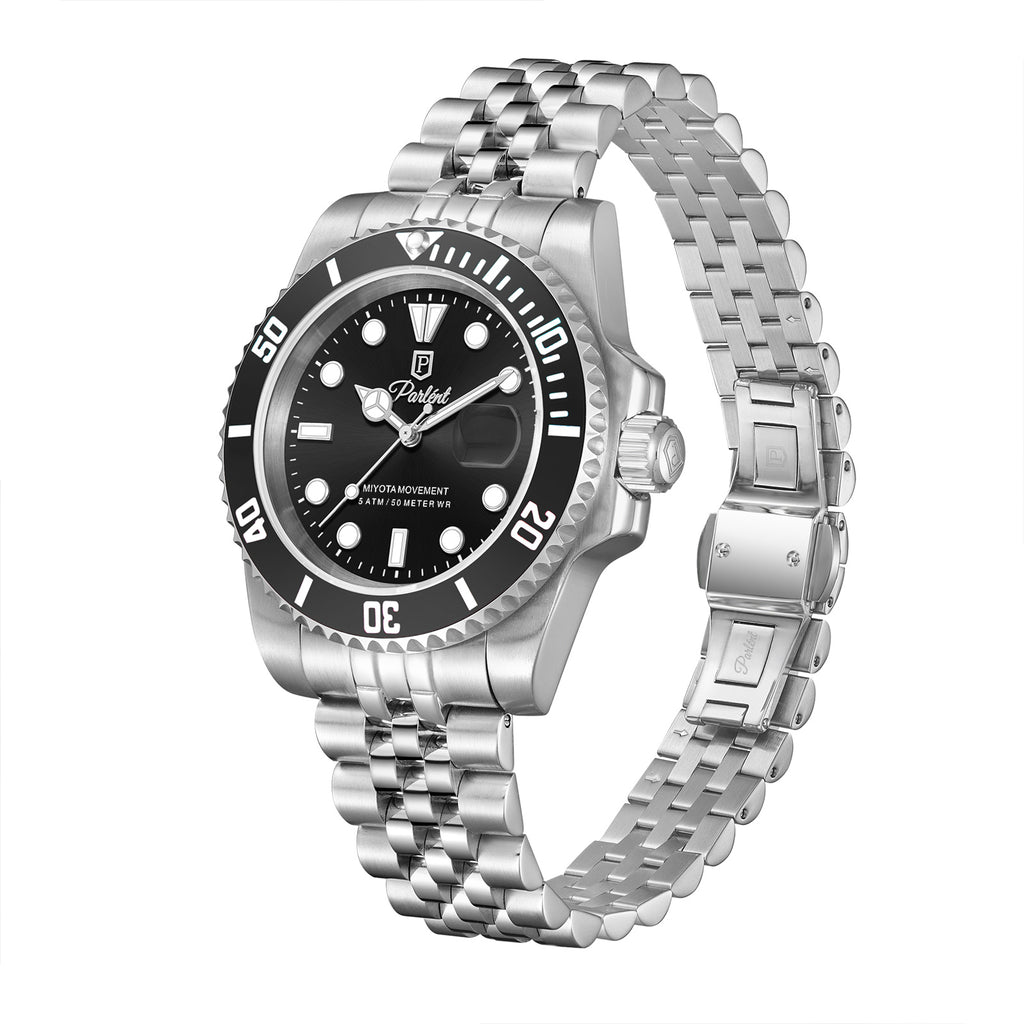 Parlent Crown Basic - Jam Tangan Pria 40mm, Miyota Japan Quartz Movement, Waterproof 5ATM (50M), Stainless Steel