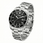 Parlent Crown Graphite - Jam Tangan Pria 40mm, Seiko Quartz Movement, Waterproof 5ATM (50M), Stainless Steel