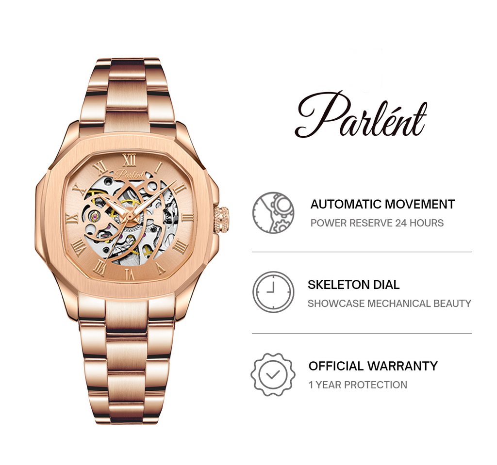 Parlent Gallant Femme Steel - Jam Tangan Wanita 34mm, Automatic Movement, Waterproof 5ATM (50M), Stainless Steel