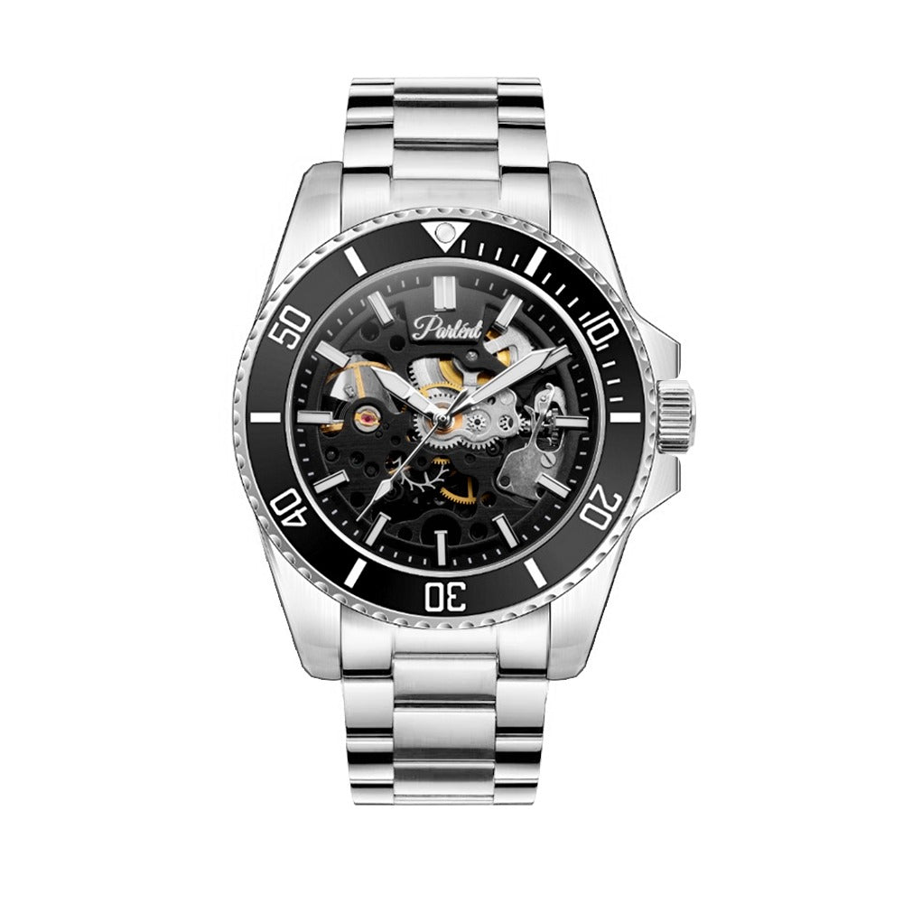 Parlent Crown Automatic - Jam Tangan Pria 40mm, Automatic Movement, Waterproof 5ATM (50M), Stainless Steel