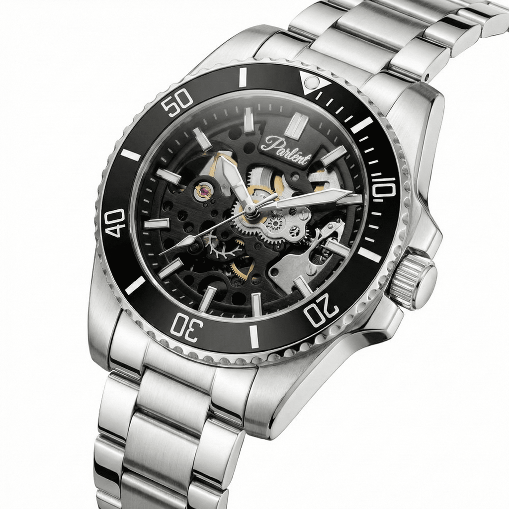Parlent Crown Automatic - Jam Tangan Pria 40mm, Automatic Movement, Waterproof 5ATM (50M), Stainless Steel