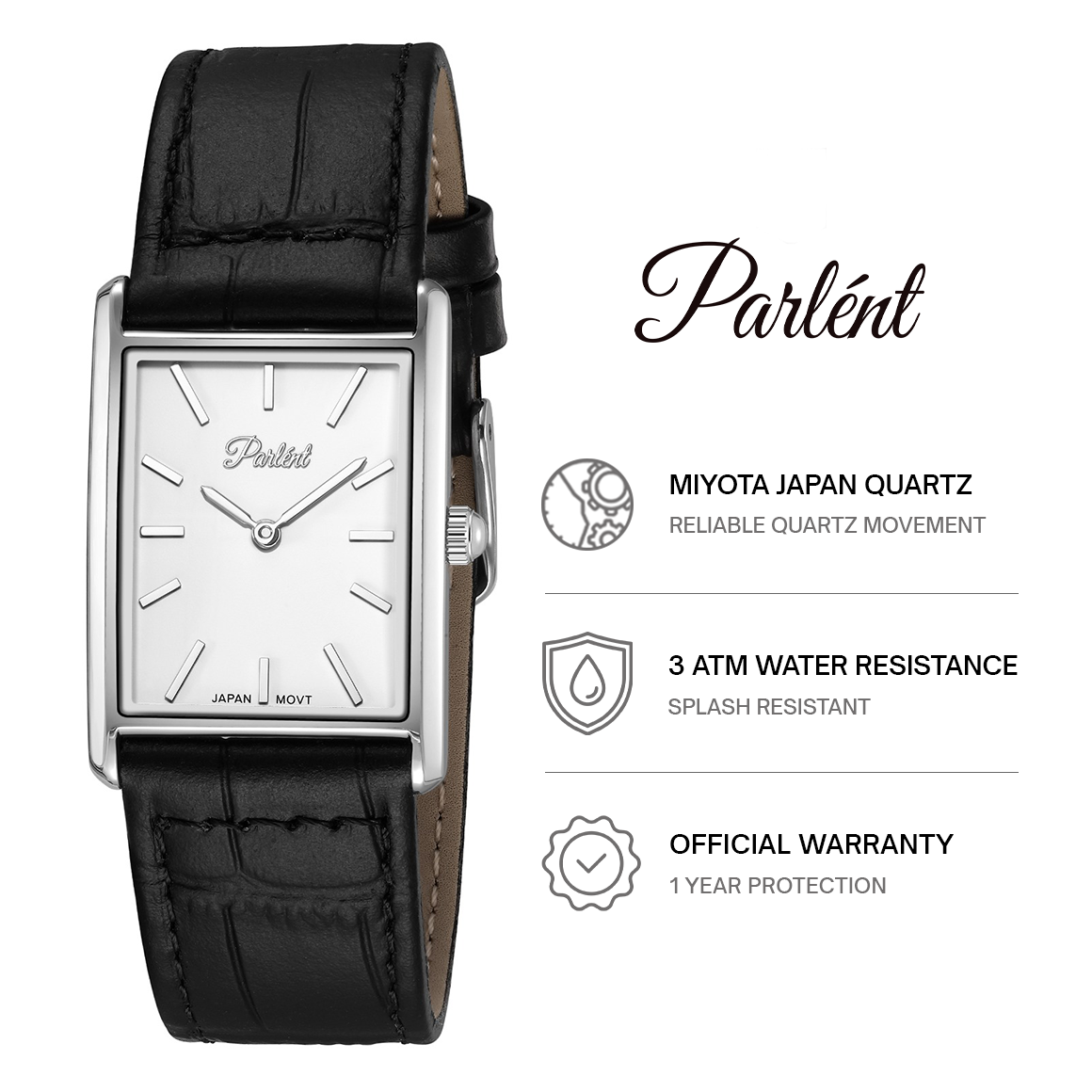 Parlent Blanco - Jam Tangan Pria 24mm & 22mm, Miyota Japan Quartz Movement, Waterproof 3ATM (30M), Stainless Steel