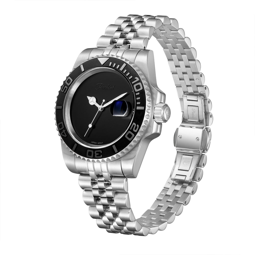 Parlent Crown Shadow - Jam Tangan Pria 40mm, Miyota Japan Quartz Movement, Waterproof 5ATM (50M), Stainless Steel
