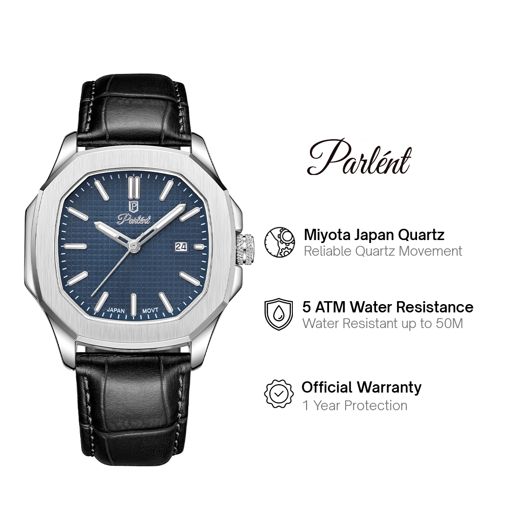 Parlent Phoenix - Jam Tangan Pria 42mm, Miyota Japan Quartz Movement, Waterproof 5ATM (50M), Stainless Steel