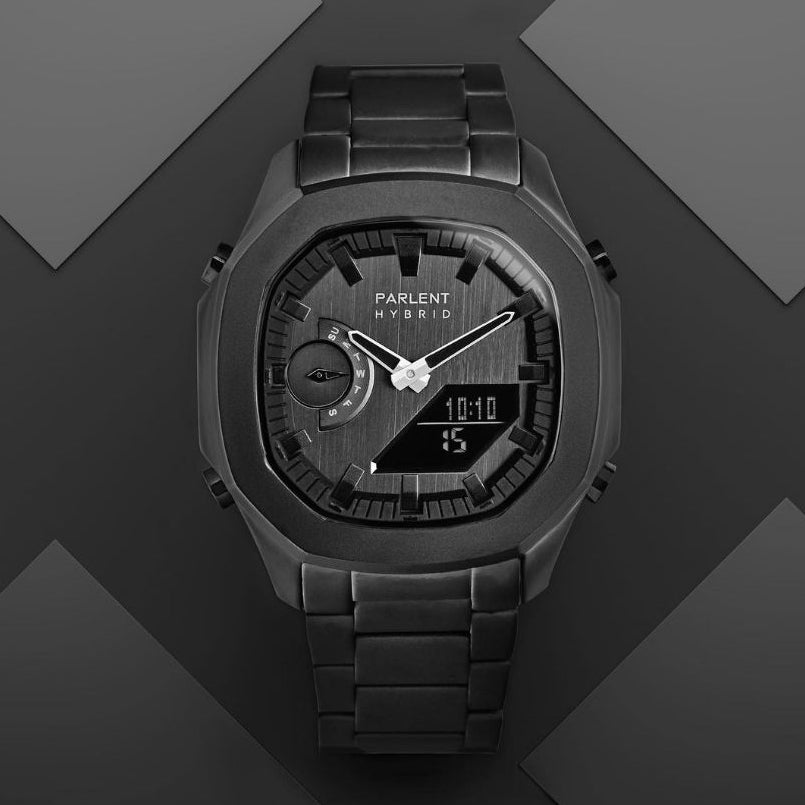 Parlent Gallant Hybrid Steel - Jam Tangan Pria 42mm, Miyota Japan Quartz Movement, Waterproof 5ATM (50M), Stainless Steel