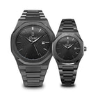 Parlent Couple Palladium Arctic & Palladium Femme Steel - Couple Watch 40mm & 34mm, Japan Quartz Movement, Waterproof 10ATM (100M), Stainless Steel