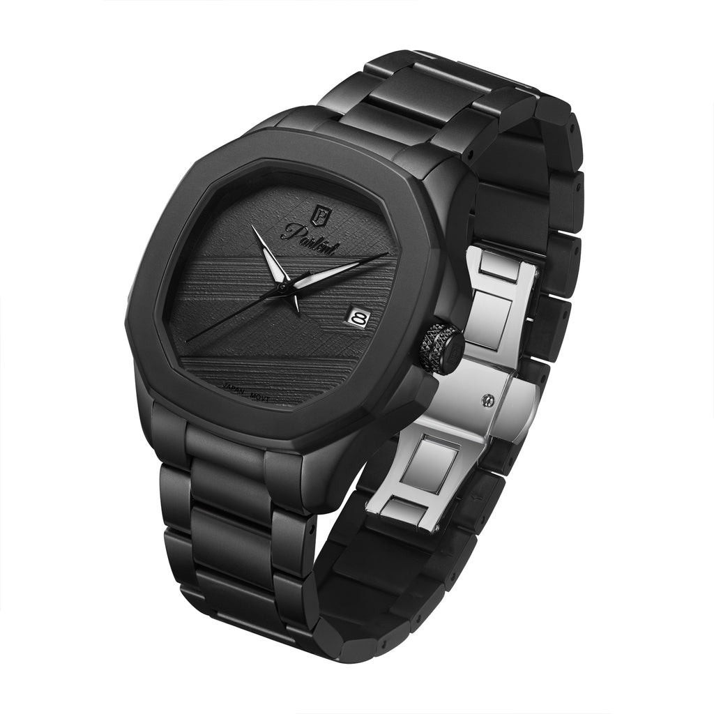Parlent Gallant Graphite Steel - Men's Watch 42mm, Japan Quartz Movement, Waterproof 5ATM (50M), Stainless Steel