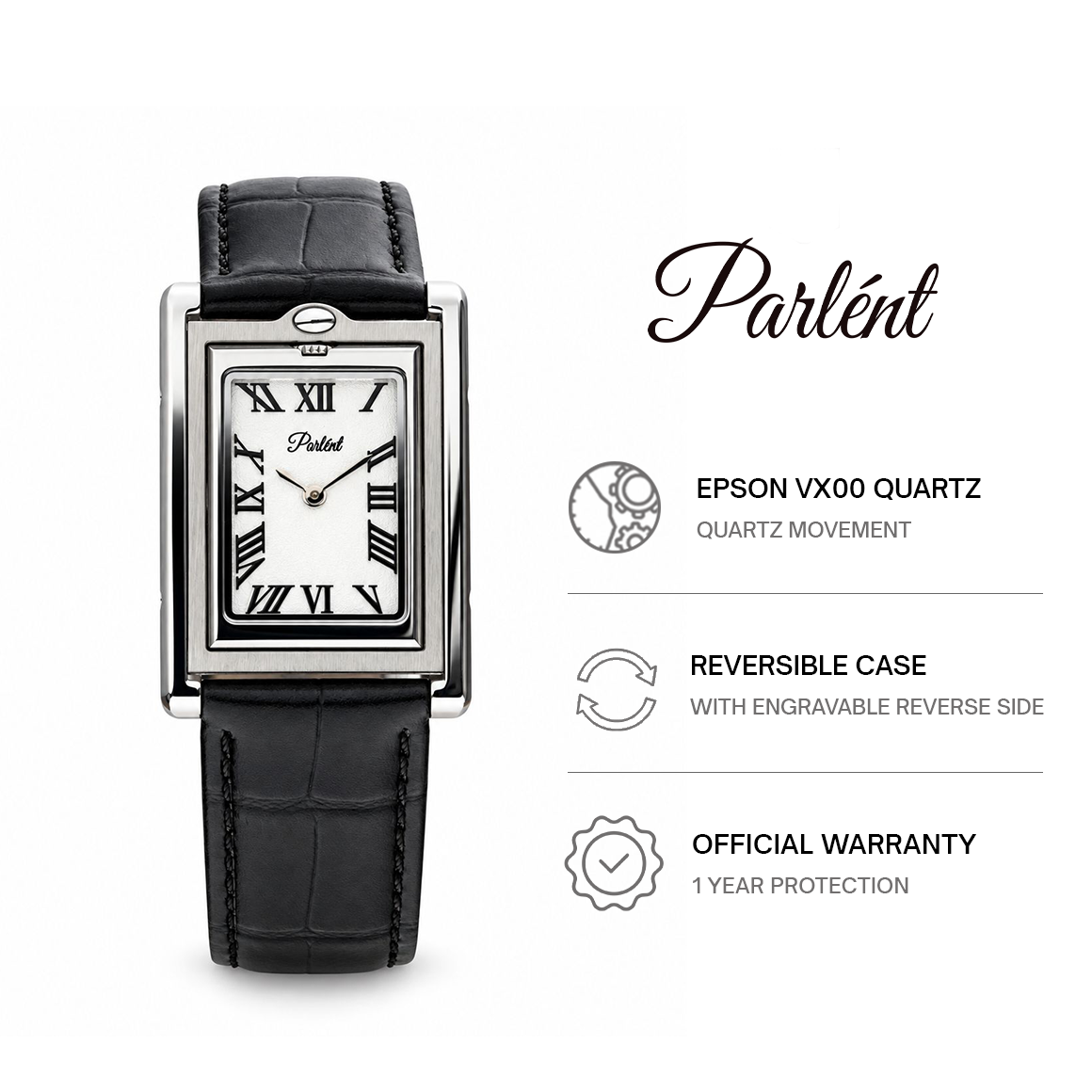 Parlent Aversa - Jam Tangan Pria 25mm × 38mm, Epson Japan VX00 Quartz Movement, Waterproof 5ATM (50M), Stainless Steel