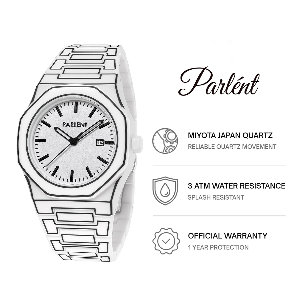Parlent Palladium Sketch - Jam Tangan Pria 40mm, Miyota Japan Quartz Movement, Waterproof 3ATM (30M), Polycarbonate