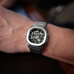 Parlent Gallant Vortex Steel - Jam Tangan Pria 42mm, Automatic Movement, Waterproof 5ATM (50M), Stainless Steel