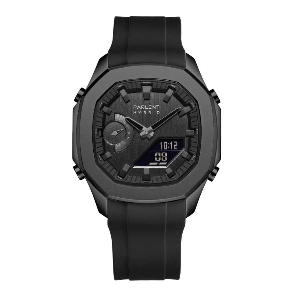 Parlent Gallant Hybrid Rubber - Jam Tangan Pria 42mm, Japan Quartz Movement, Waterproof 5ATM (50M), Stainless Steel