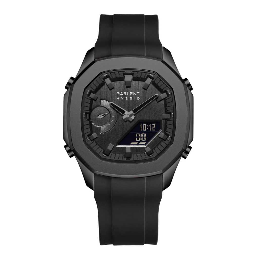 Parlent Gallant Hybrid Rubber - Jam Tangan Pria 42mm, Japan Quartz Movement, Waterproof 5ATM (50M), Stainless Steel