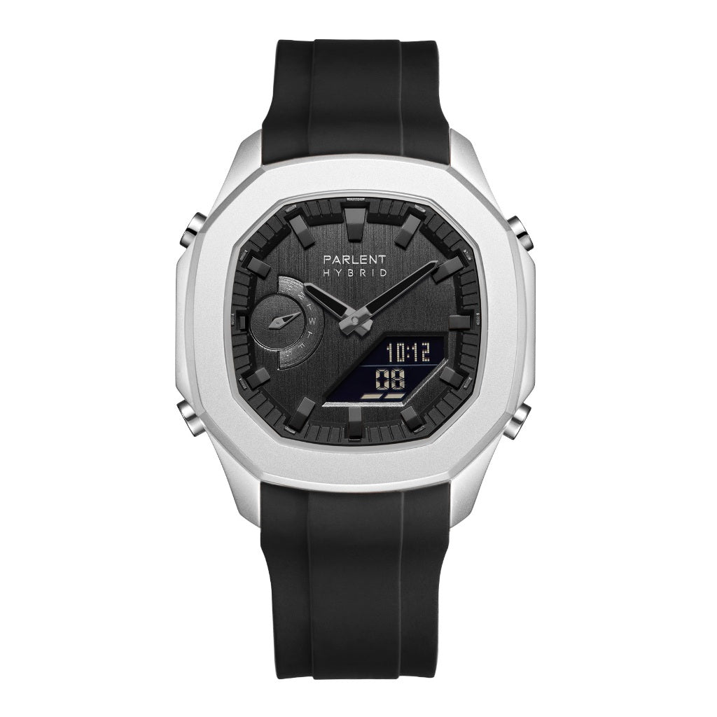 Parlent Gallant Hybrid Rubber - Jam Tangan Pria 42mm, Japan Quartz Movement, Waterproof 5ATM (50M), Stainless Steel