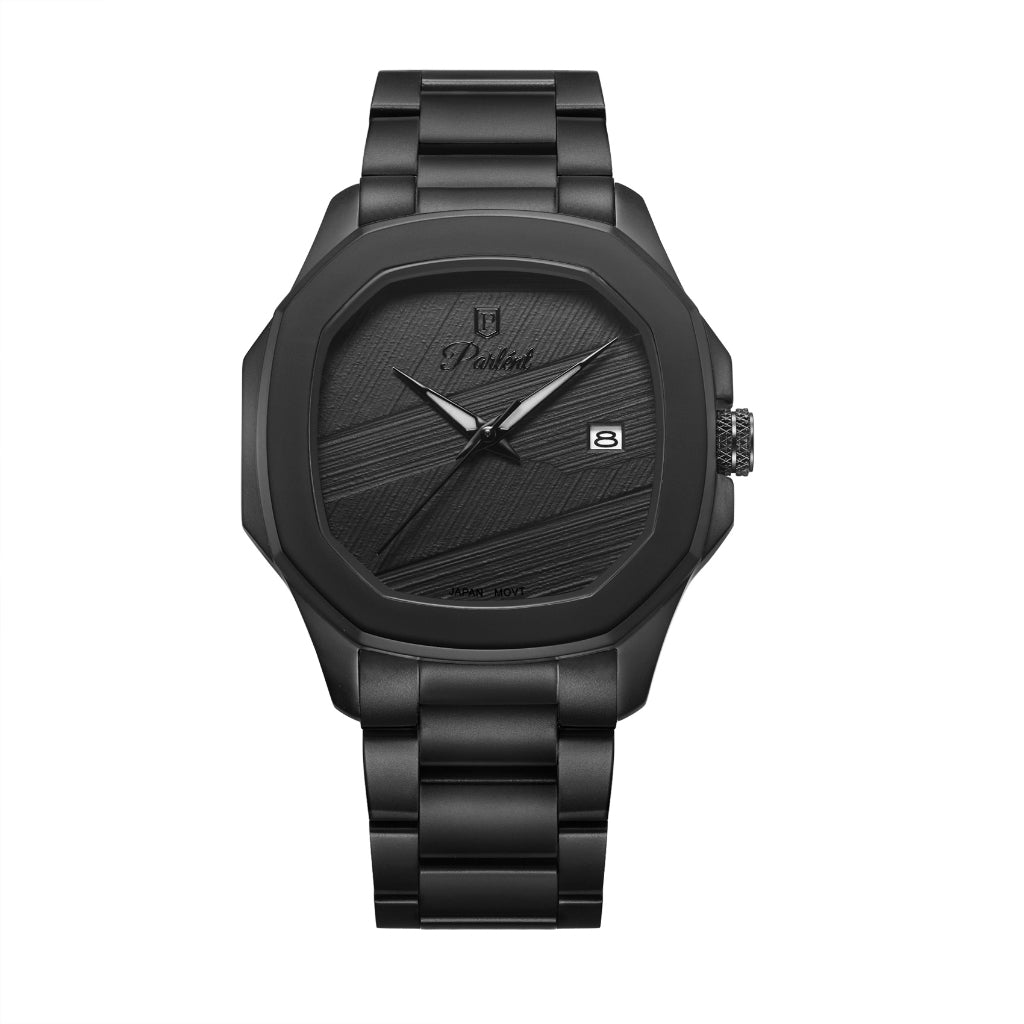 Parlent Gallant Graphite Steel - Men's Watch 42mm, Japan Quartz Movement, Waterproof 5ATM (50M), Stainless Steel