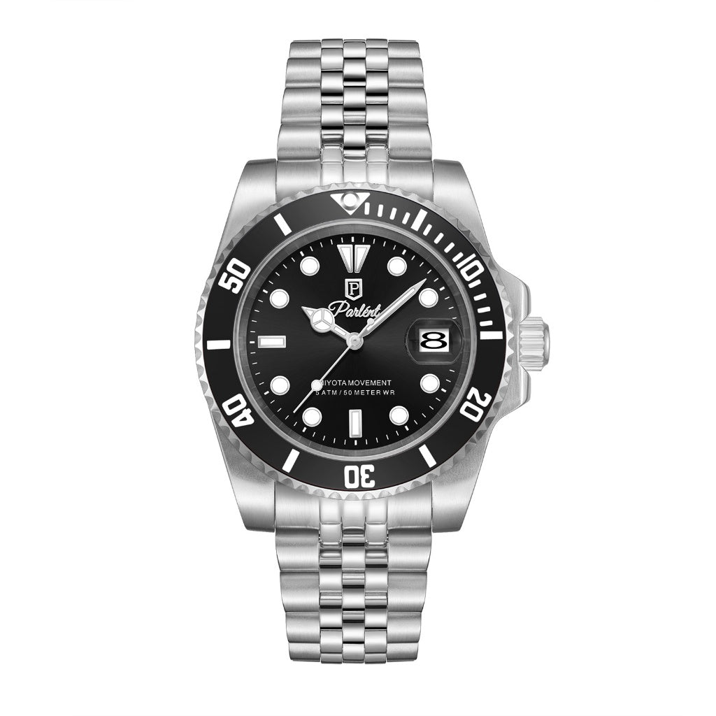 Parlent Crown Basic - Men's Watch 42mm, Japan Quartz Movement, Waterproof 5ATM (50M), Stainless Steel