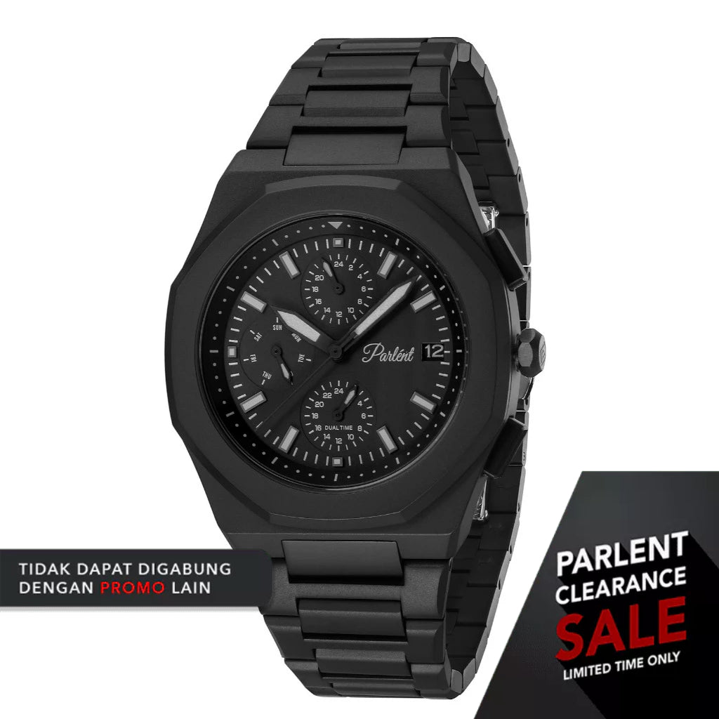 Parlent Palladium Day Date - Men's Watch 40mm, Japan Quartz Movement, Waterproof 5ATM (50M), Stainless Steel