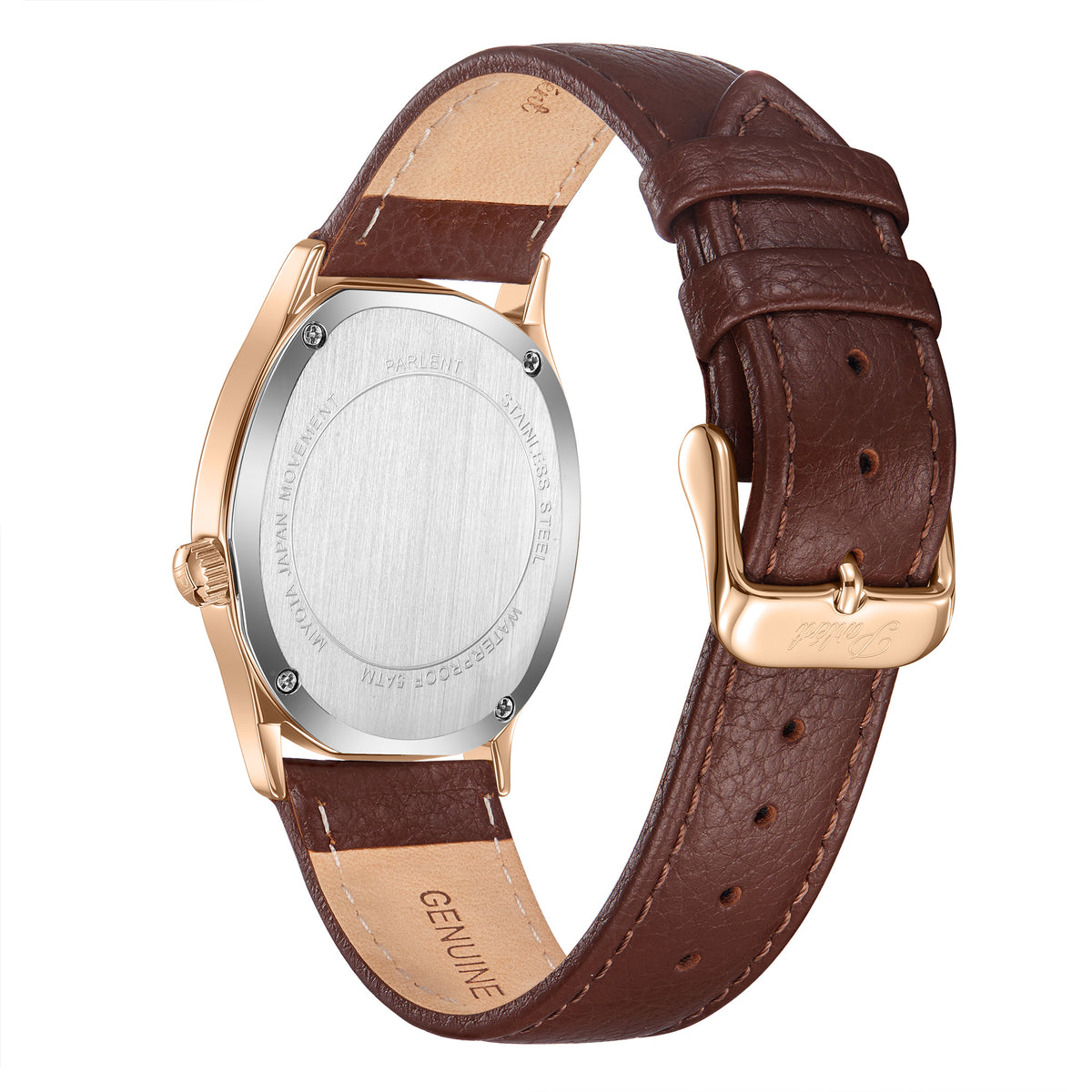 Parlent Goldridge - Jam Tangan Pria 34mm x 39mm, Miyota Japan Quartz Movement, Waterproof 5ATM (50M), Stainless Steel