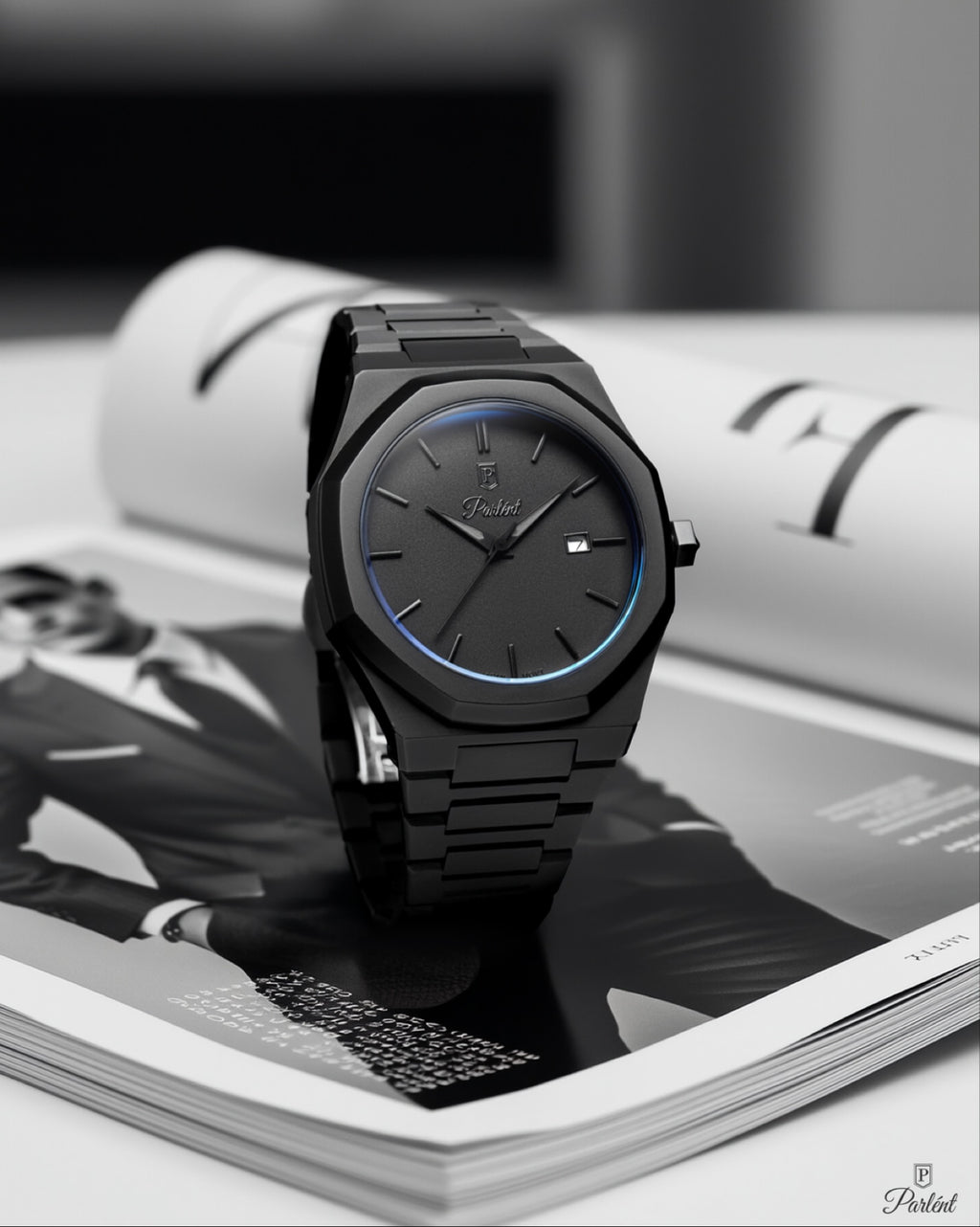 Parlent Palladium Arctic - Jam Tangan Pria 40mm, Miyota Japan Quartz Movement, Waterproof 10ATM (100M), Stainless Steel