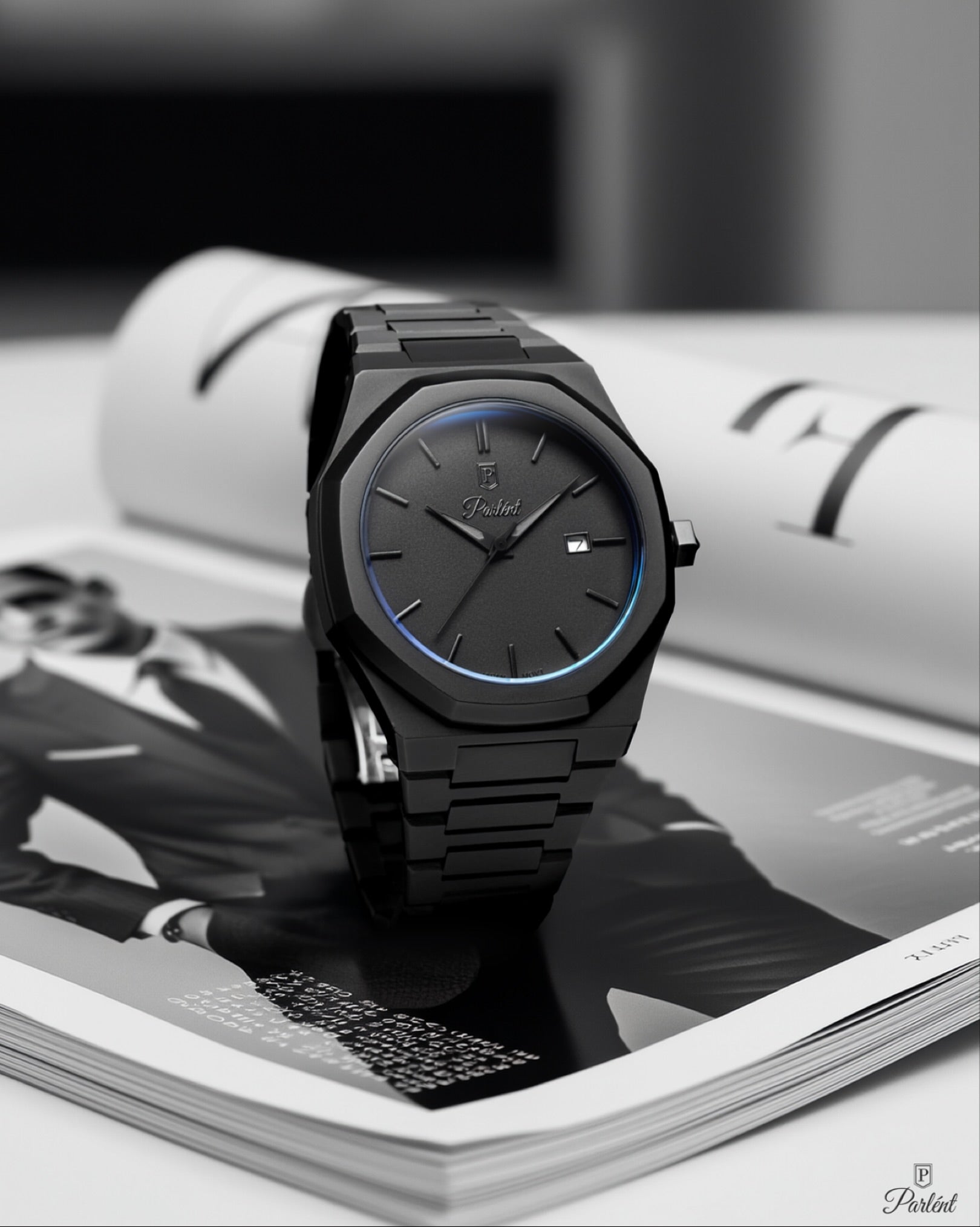 Parlent Palladium Arctic - Jam Tangan Pria 40mm, Miyota Japan Quartz Movement, Waterproof 10ATM (100M), Stainless Steel
