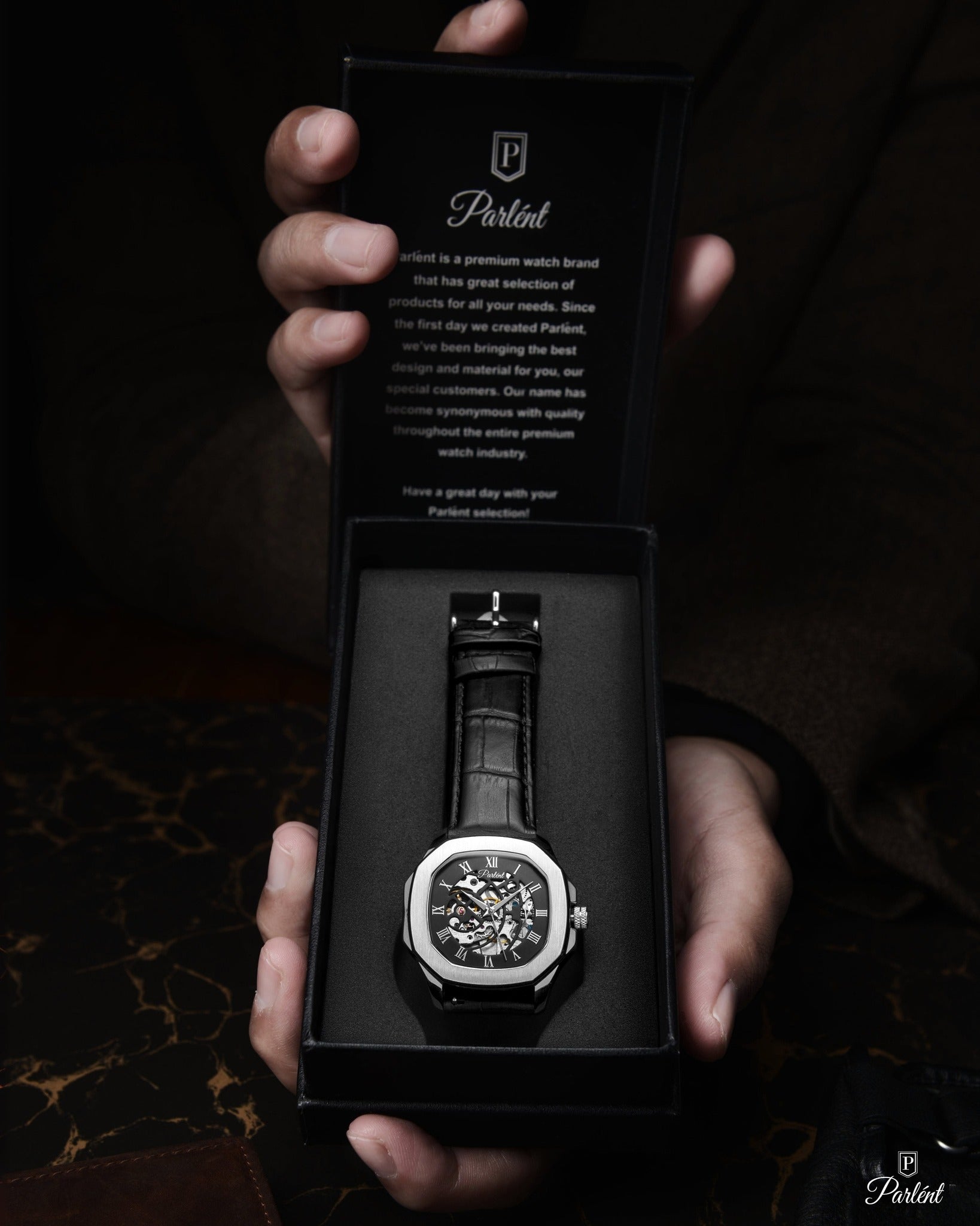 Parlent Gallant Vortex - Jam Tangan Pria 42mm, Automatic Movement, Waterproof 5ATM (50M), Stainless Steel