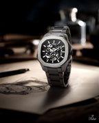 Parlent Gallant Vortex Edge Steel - Jam Tangan Pria 42mm, Automatic Movement, Waterproof 5ATM (50M), Stainless Steel