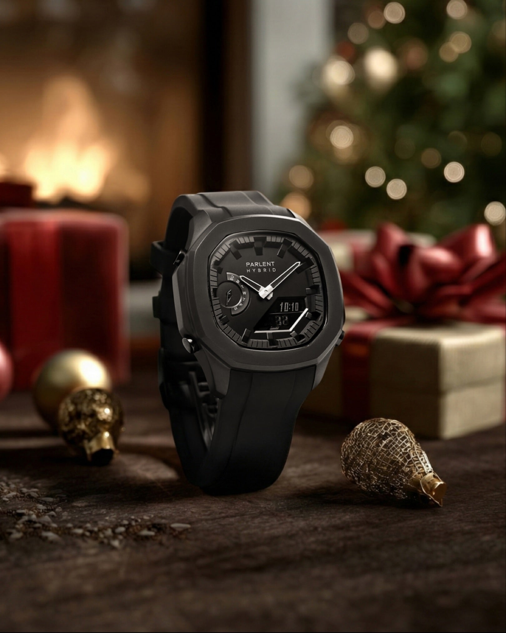 Parlent Gallant Hybrid Rubber - Jam Tangan Pria 42mm, Miyota Japan Quartz Movement, Waterproof 5ATM (50M), Stainless Steel
