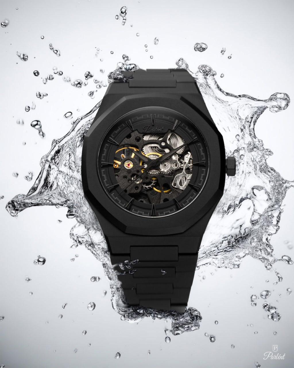 Parlent Palladium Phantom Steel - Jam Tangan Pria 40mm, Automatic Movement, Waterproof 5ATM (50M), Stainless Steel