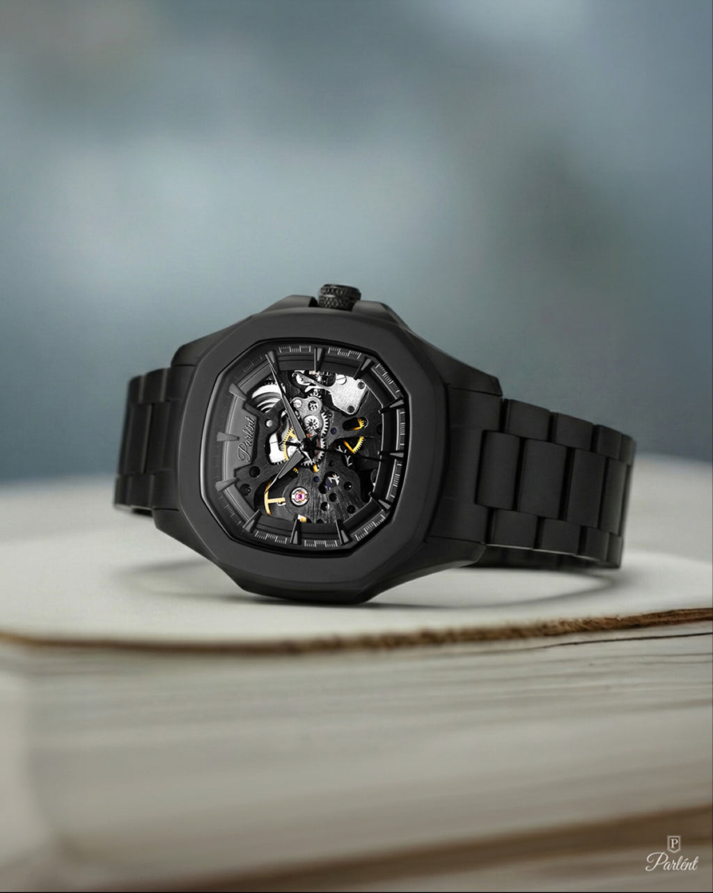 Parlent Gallant Phantom Steel - Jam Tangan Pria 42mm, Automatic Movement, Waterproof 5ATM (50M), Stainless Steel