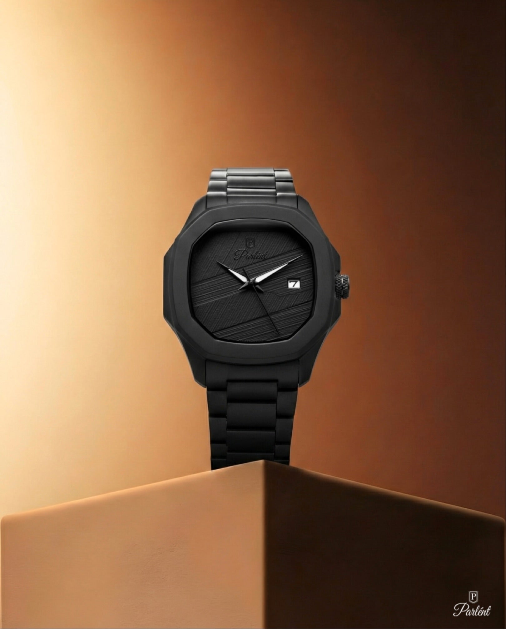 Parlent Gallant Graphite Steel - Jam Tangan Pria 42mm, Miyota Japan Quartz Movement, Waterproof 5ATM (50M), Stainless Steel