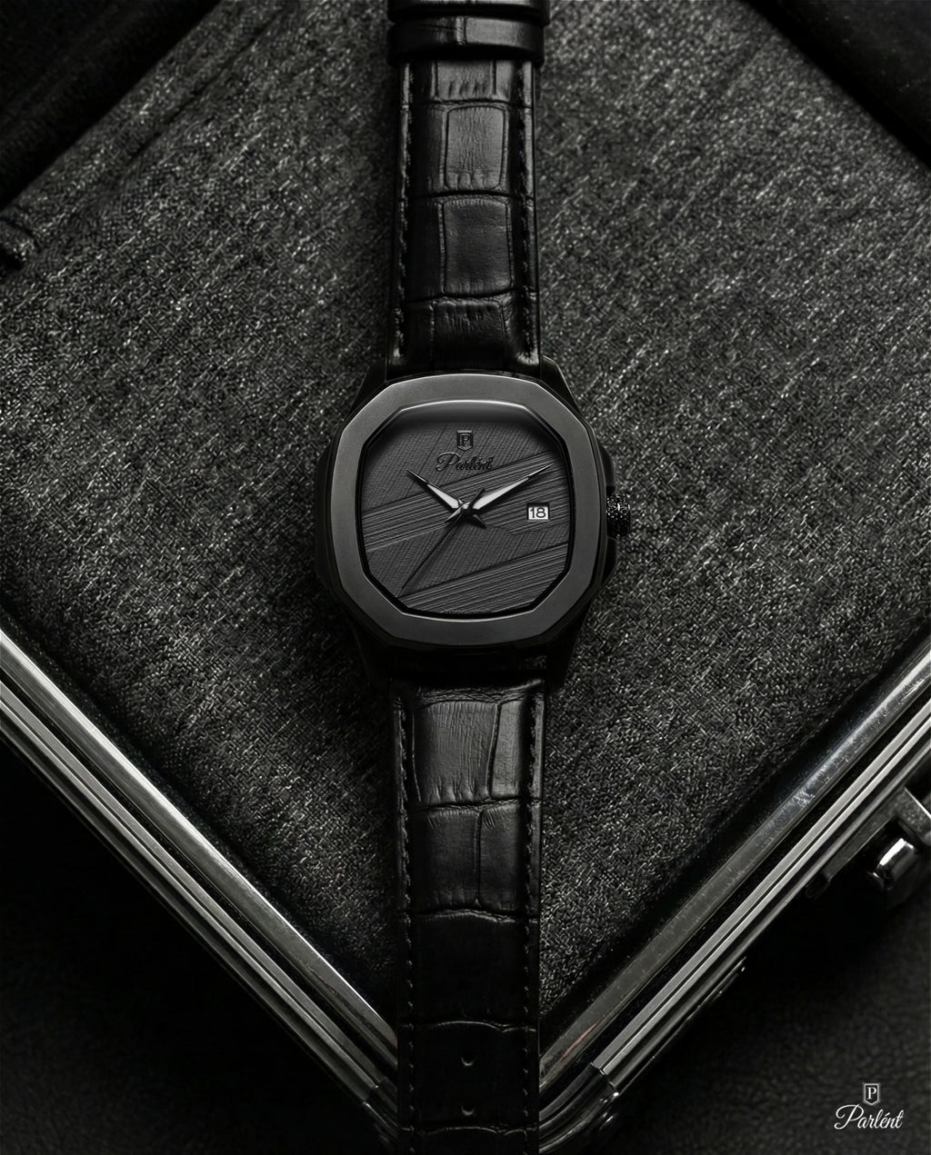 Parlent Gallant Graphite - Jam Tangan Pria 42mm, Miyota Japan Quartz Movement, Waterproof 5ATM (50M), Stainless Steel