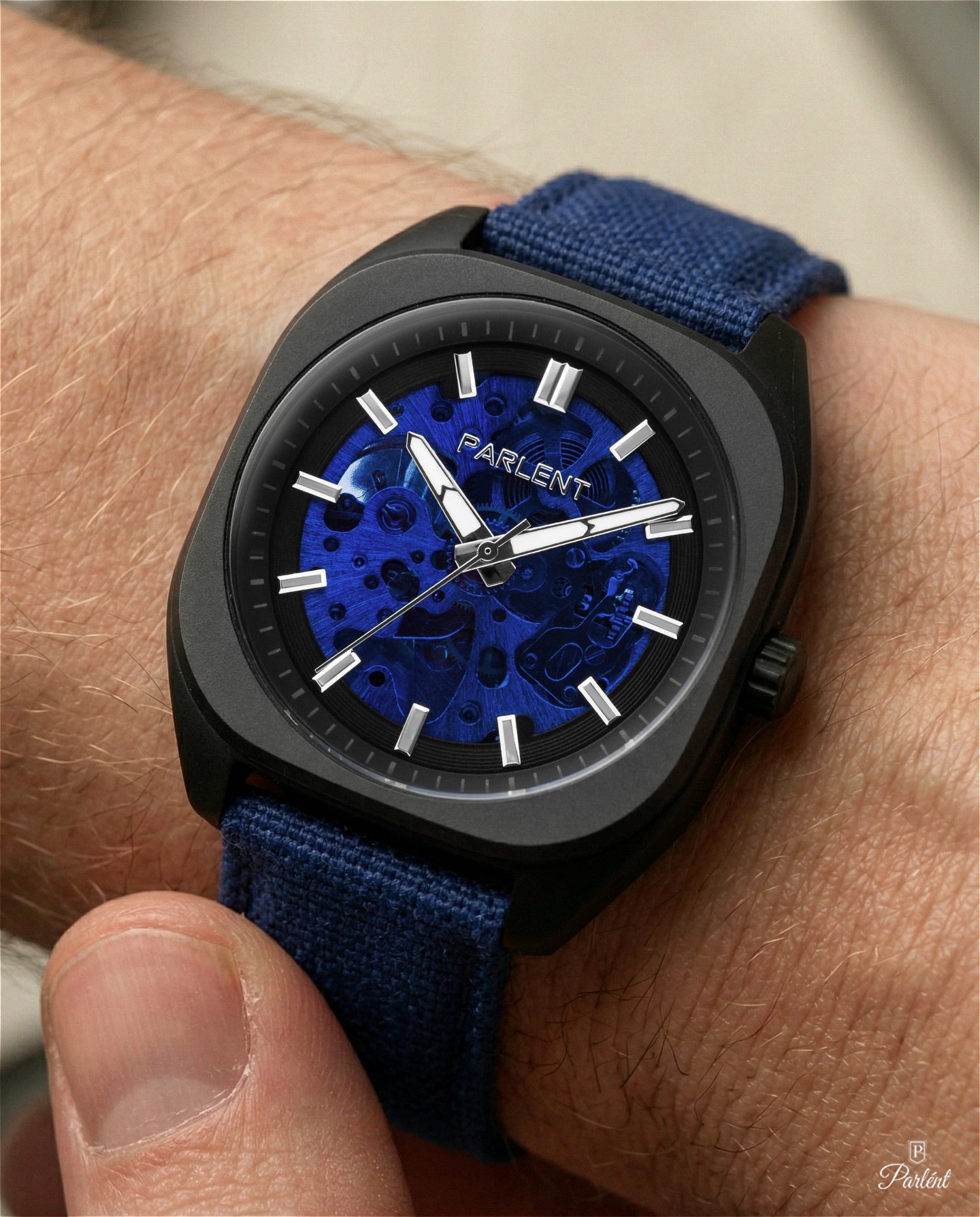 Parlent Auron - Jam Tangan Pria 39mm, Automatic Movement, Waterproof 5ATM (50M), Stainless Steel