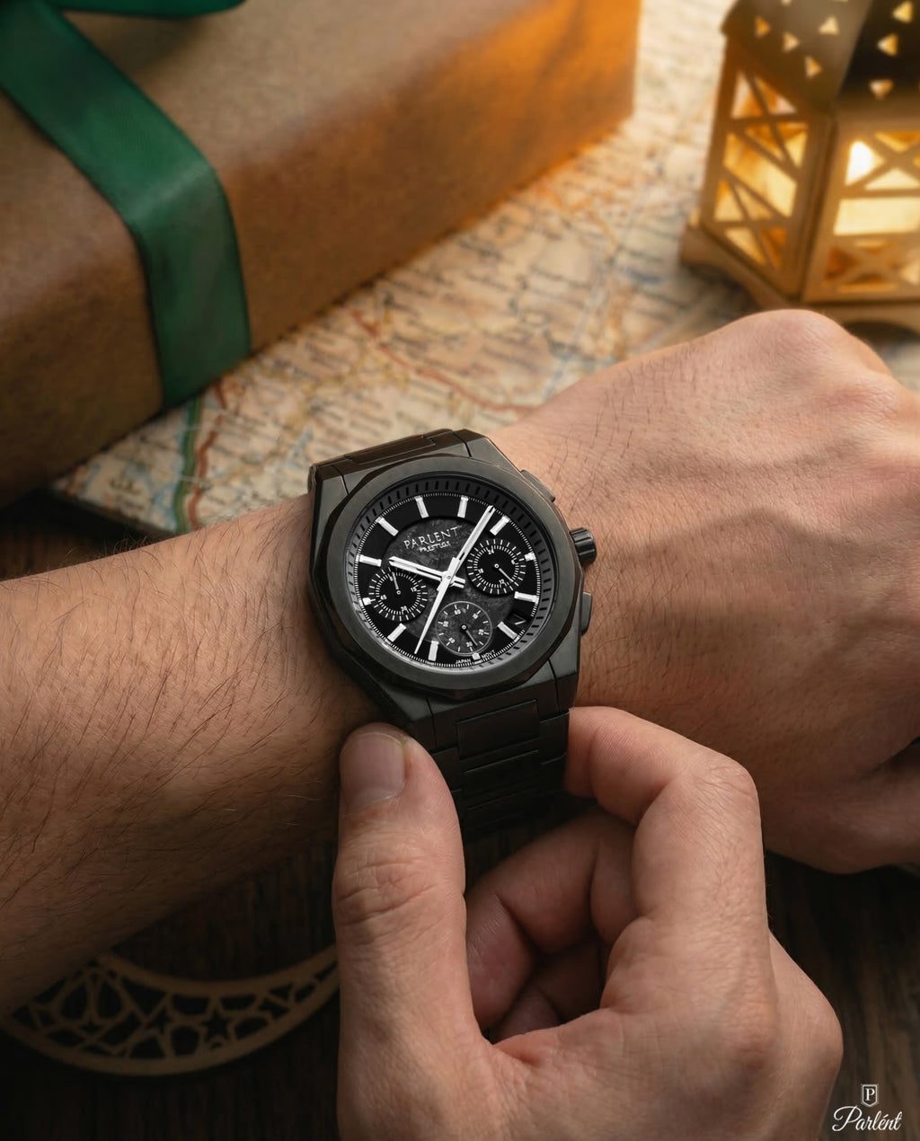 Parlent Prestige Stratos - Jam Tangan Pria 39mm, Seiko Japan VK63 Mecha-Quartz Movement, Waterproof 10ATM (100M), Stainless Steel