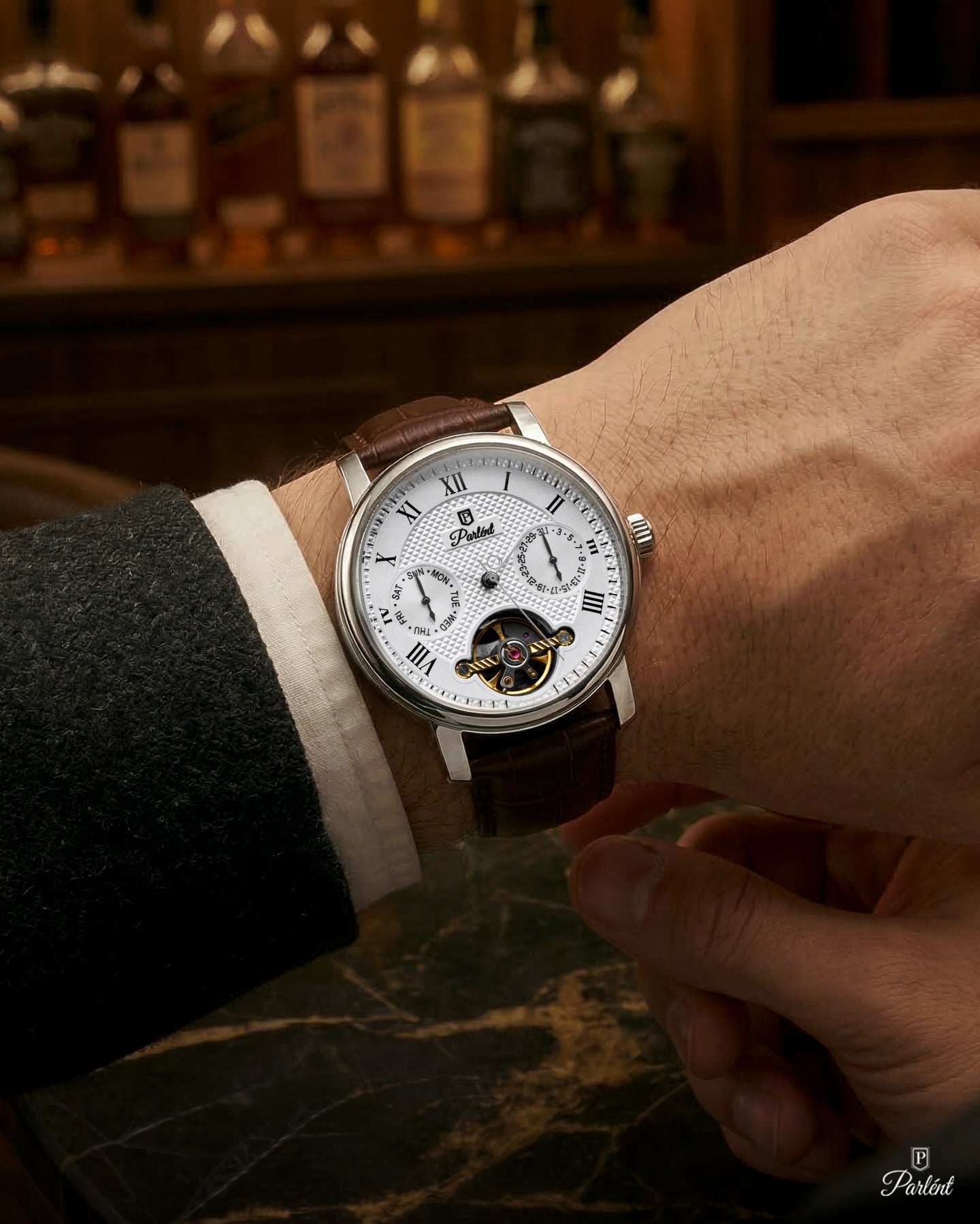 Parlent Magnus Calibre - Jam Tangan Pria 41mm, Dual Core Movement, Waterproof 5ATM (50M), Stainless Steel
