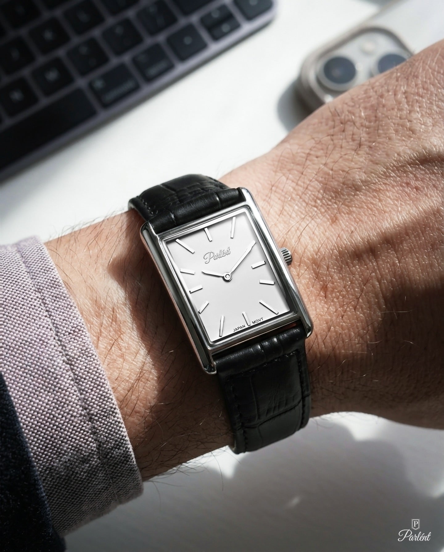 Parlent Blanco - Jam Tangan Pria 24mm & 22mm, Miyota Japan Quartz Movement, Waterproof 3ATM (30M), Stainless Steel
