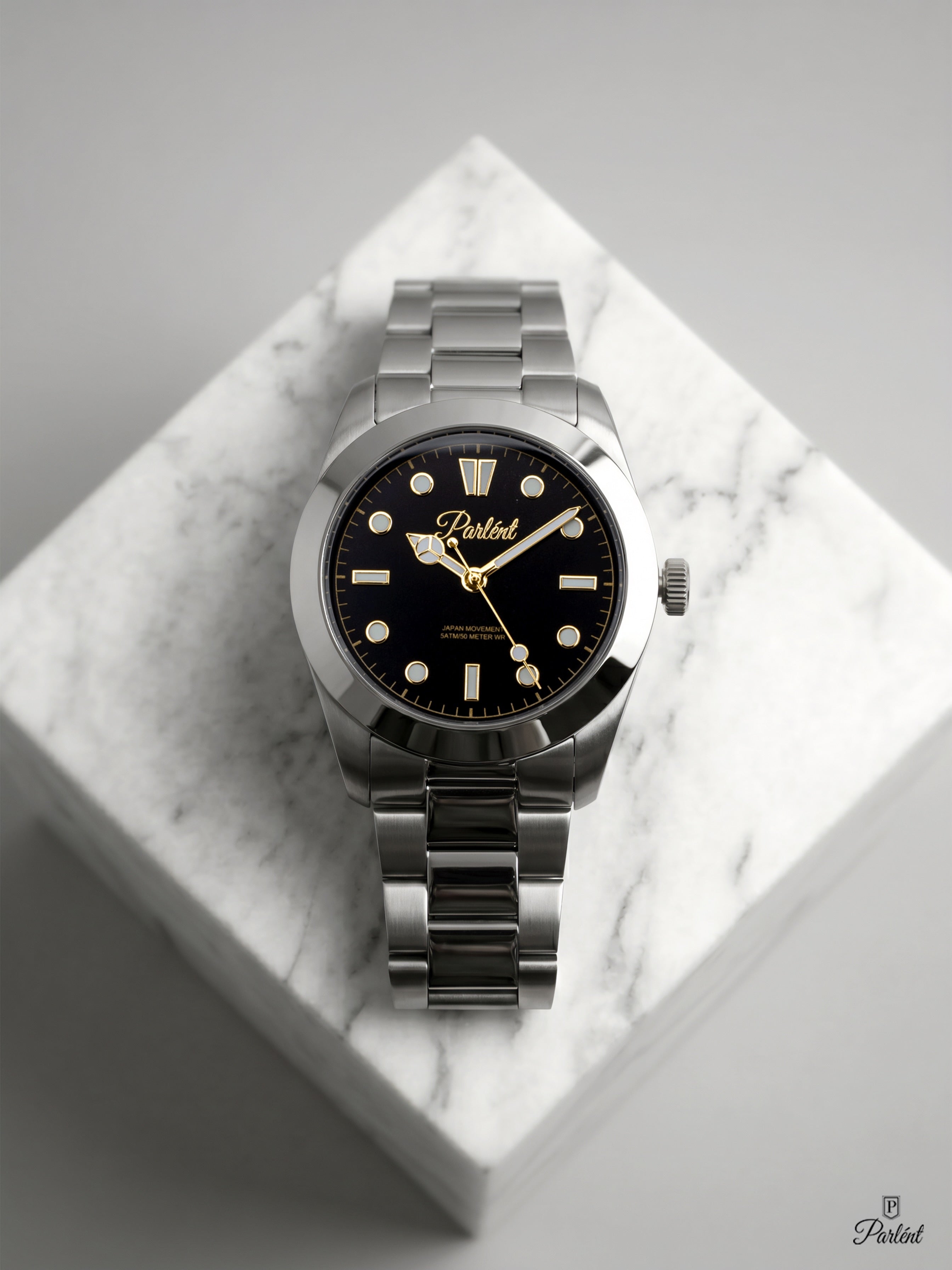 Parlent Averon - Jam Tangan Pria 38mm, Miyota Japan Quartz Movement, Waterproof 5ATM (50M), Stainless Steel