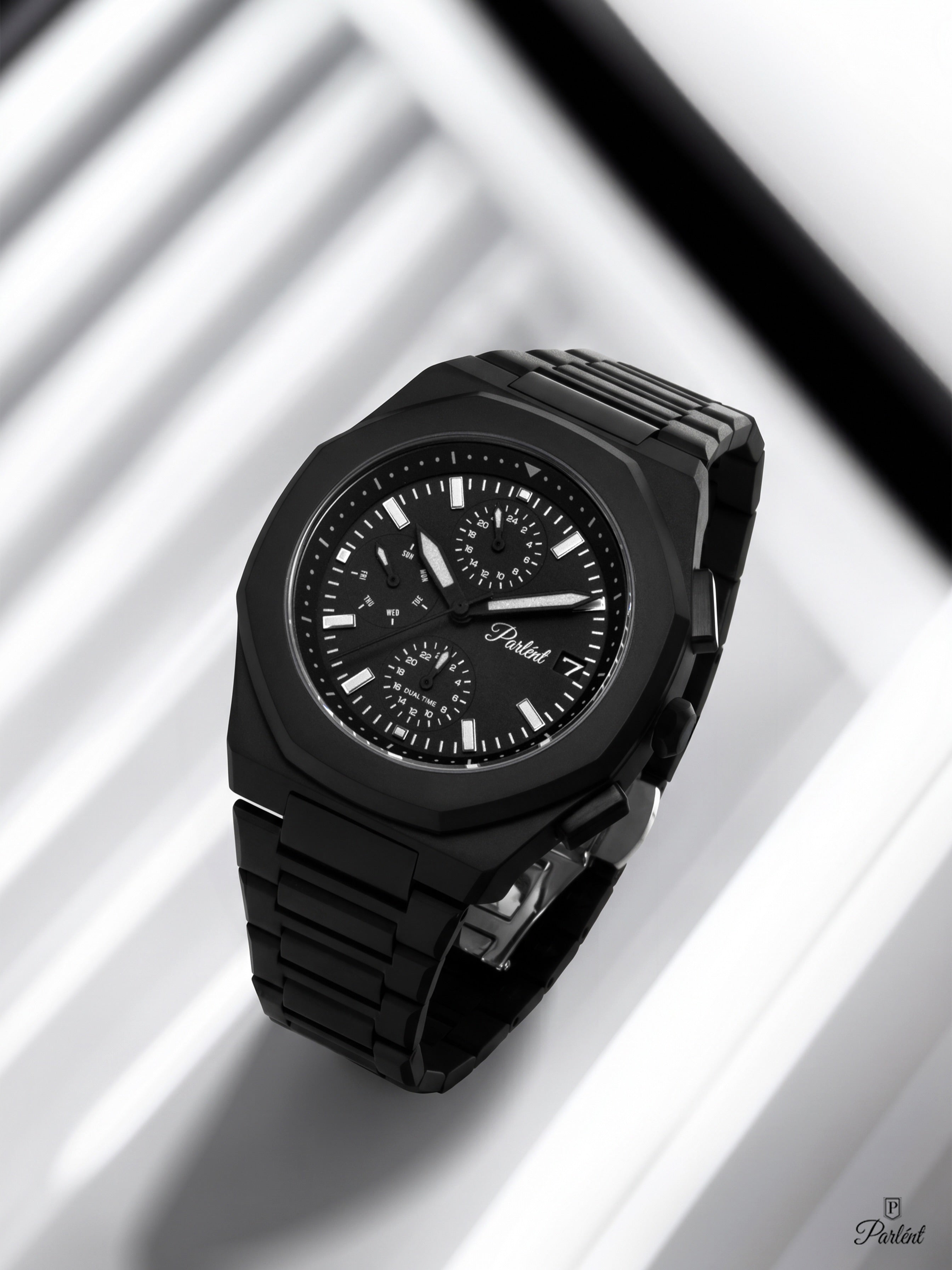 Parlent Palladium Day Date - Jam Tangan Pria 40mm, Miyota Japan Quartz Movement, Waterproof 5ATM (50M), Stainless Steel
