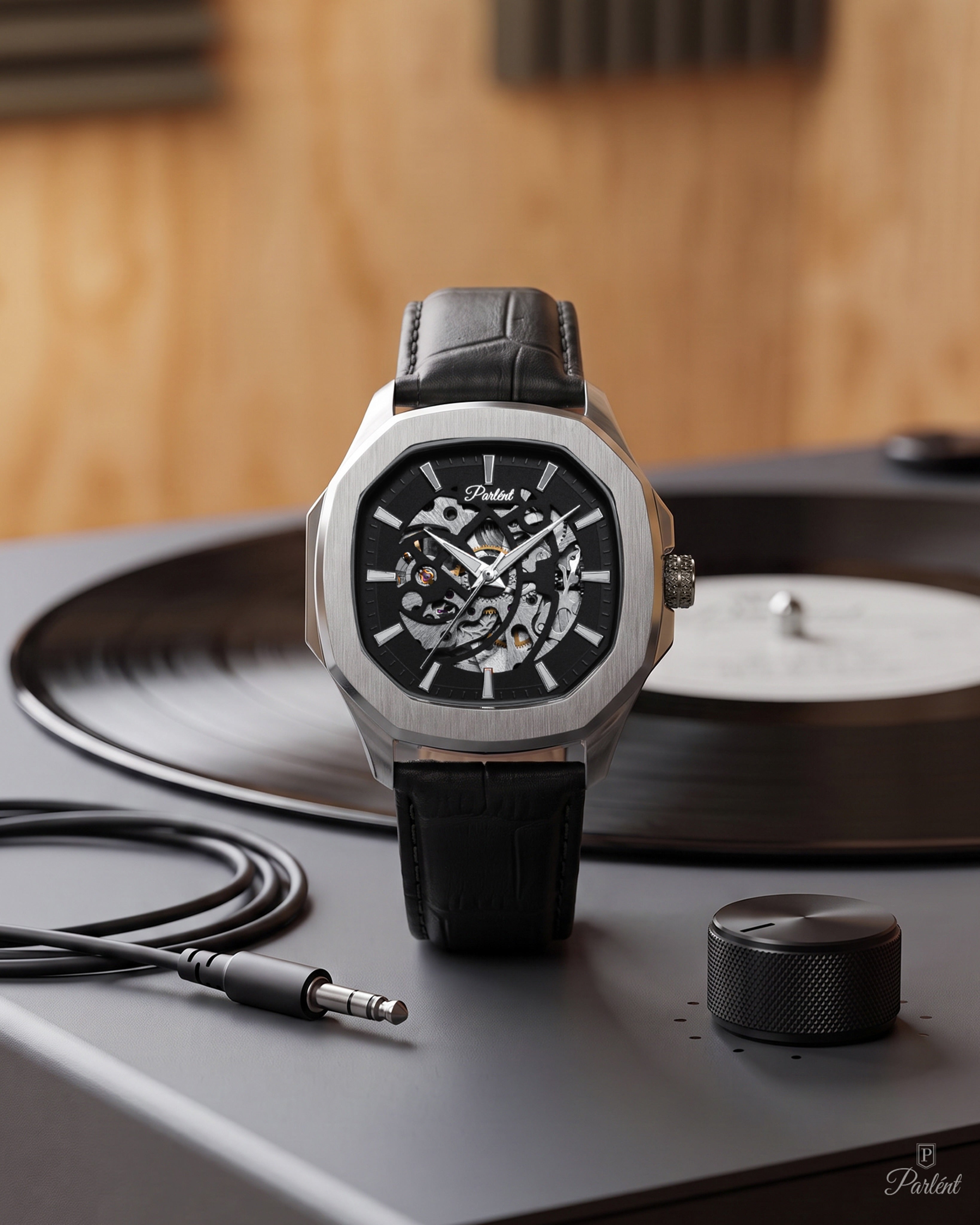 Parlent Gallant Vortex Edge - Jam Tangan Pria 42mm, Automatic Movement, Waterproof 5ATM (50M), Stainless Steel