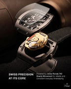 Parlent Vanguard Prime - Jam Tangan Pria 42mm, Swiss Ronda 762 Quartz Movement, Waterproof 5ATM (50M), Stainless Steel