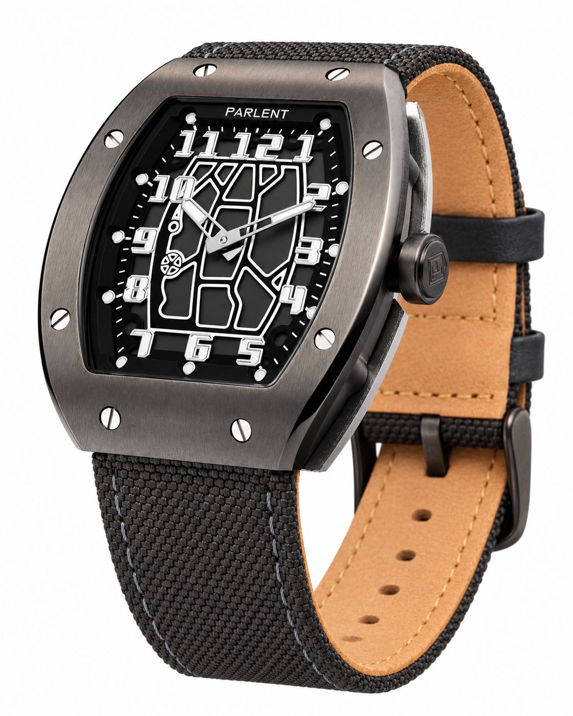Parlent Vanguard - Jam Tangan Pria 44mm x 8.5mm, Swiss Ronda 762 Quartz Movement, Waterproof 5ATM (50M), Stainless Steel