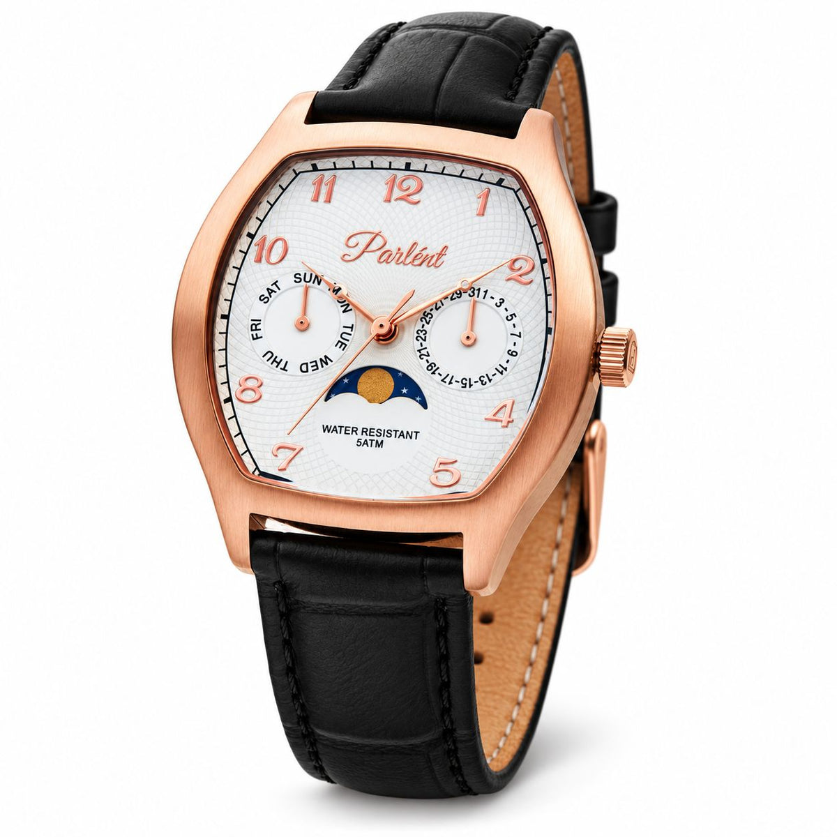 Parlent Valor- Jam Tangan Pria 36mm × 42.5mm, Miyota Japan 6P20 Quartz Movement, Waterproof 5ATM (50M), Stainless Steel